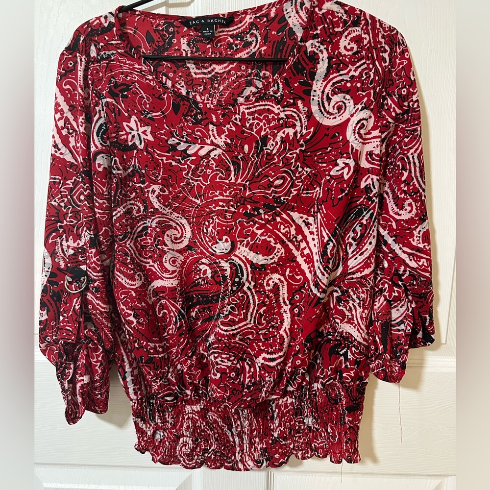 Zac & Rachel Vibrant Red Paisley Blouse